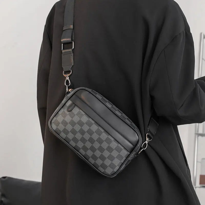 Men's Casual Check Shoulder Bag ArtsKoreanMan