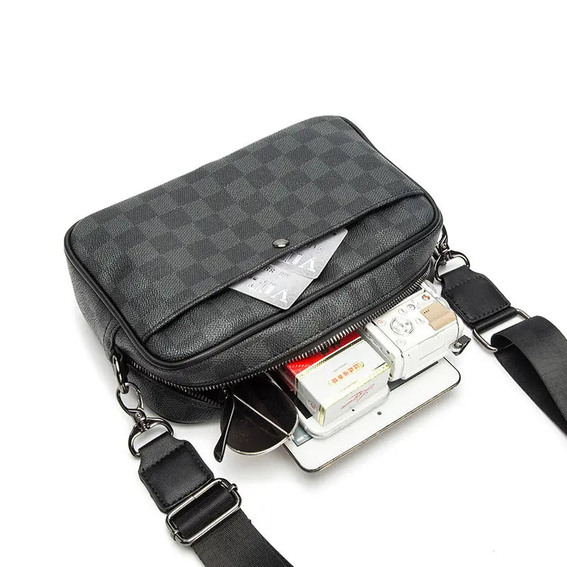 Men's Casual Check Shoulder Bag ArtsKoreanMan