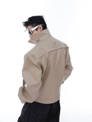 【23s Feb.】Large Pocket High Shoulder Leather Jacket ArtsKoreanMan